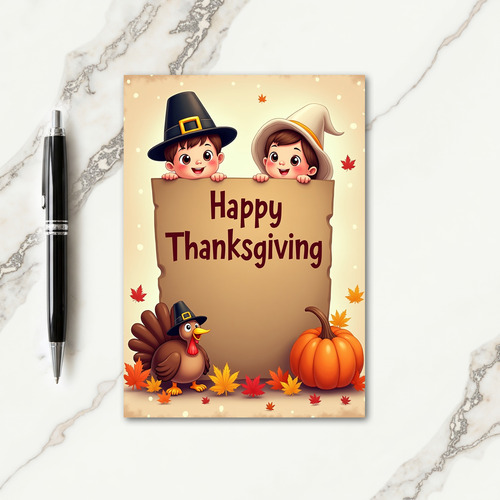 Happy Thanksgiving Pilgrim Pals Card thumbnail