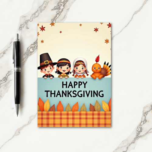 Happy Thanksgiving Plaid Pattern Card thumbnail
