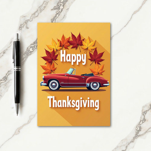 Happy Thanksgiving Red Car Card