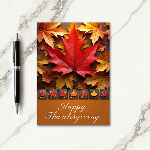 Happy Thanksgiving Red Leaf Card