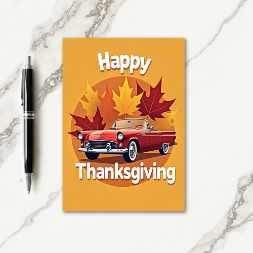 Happy Thanksgiving Red Roadster Card thumbnail