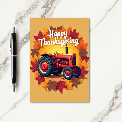 Happy Thanksgiving Red Tractor Card