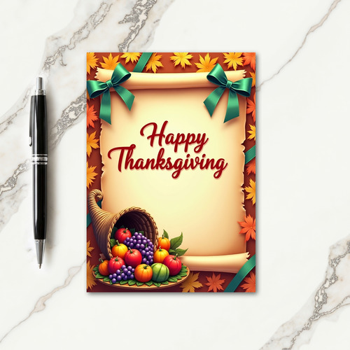 Happy Thanksgiving Ribboned Card