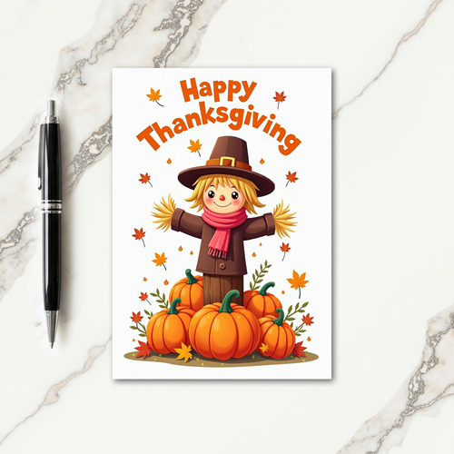 Happy Thanksgiving Scarecrows Joy Card thumbnail