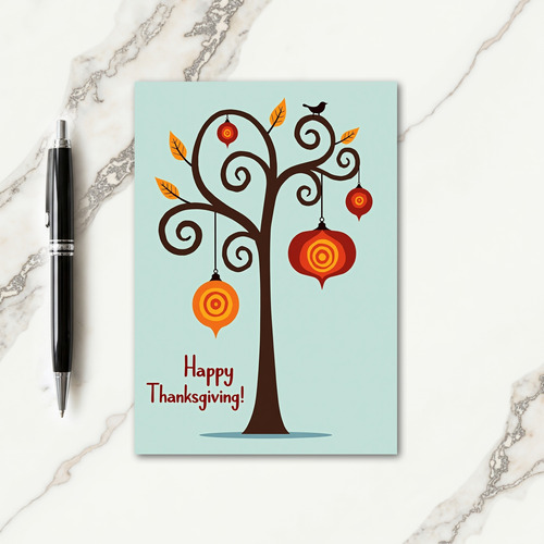Happy Thanksgiving Swirling Tree Card