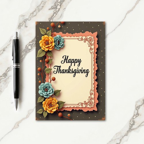 Happy Thanksgiving Teal Card thumbnail