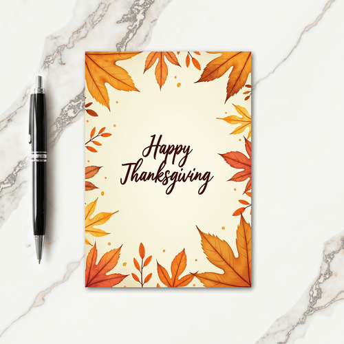 Happy Thanksgiving Vibrant Leaves Card