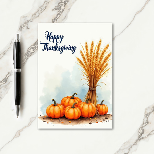 Happy Thanksgiving Wheat Stalks Card thumbnail