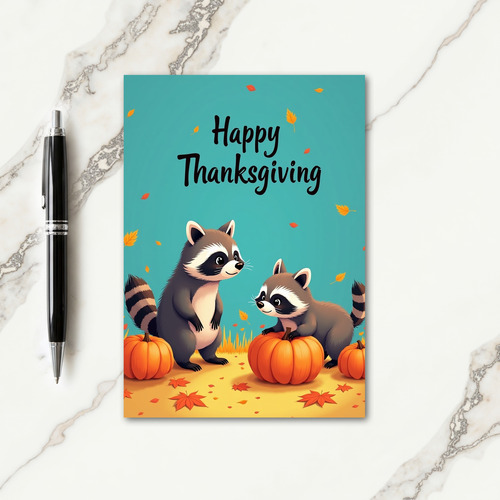Happy Thanksgiving With Masked Friends Card
