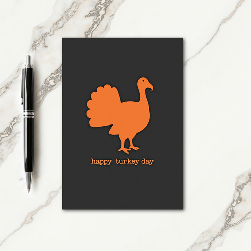 Happy Turkey Day Orange Bird Card