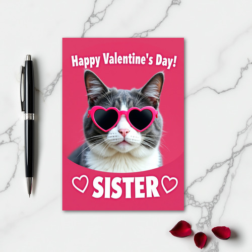 Happy Valentine Cat Sister Card