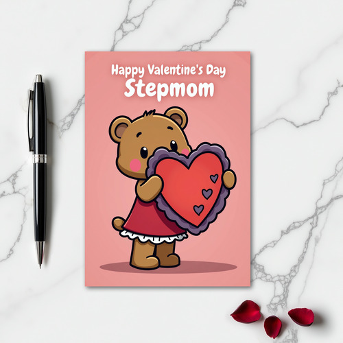 Happy Valentine Day Stepmom Bear Card