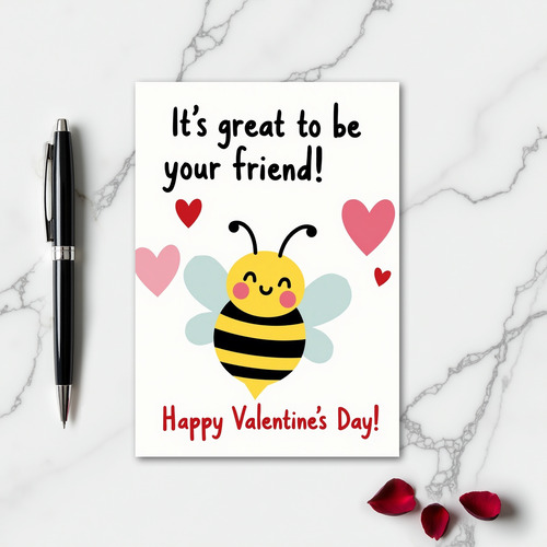 Happy Valentine Friend Bee Card