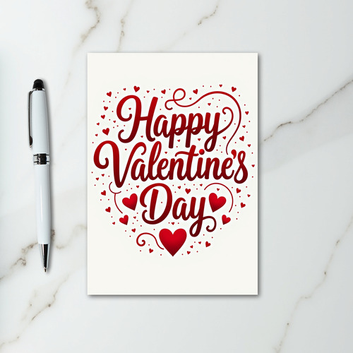 Happy Valentine Hearts Glossy Card