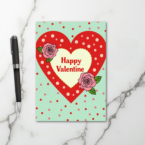 Happy Valentine Hearts Rose Card