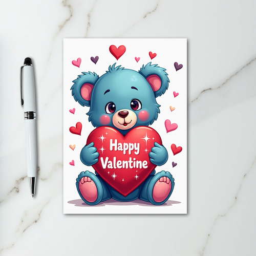 Happy Valentine Teddy Bear Card