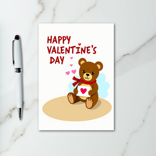 Happy Valentines Bear Heart Card