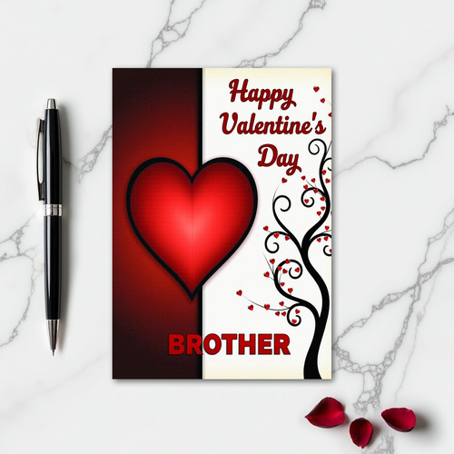 Happy Valentines Brother Heart Tree Card