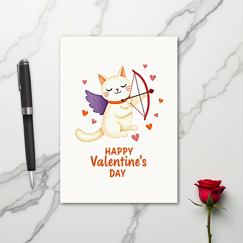 Happy Valentines Cat Cupid Card