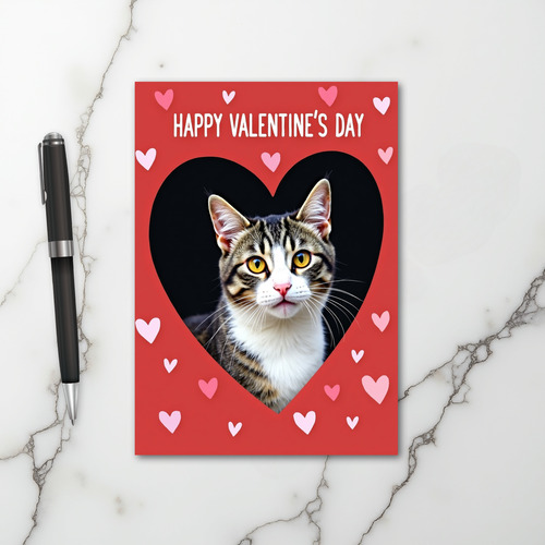 Happy Valentines Cat Hearts Card