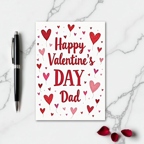 Happy Valentines Dad Heart Balloon Card