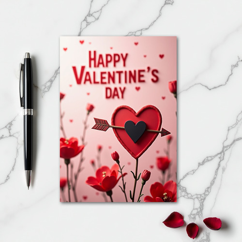Happy Valentines Day Arrow Heart Card