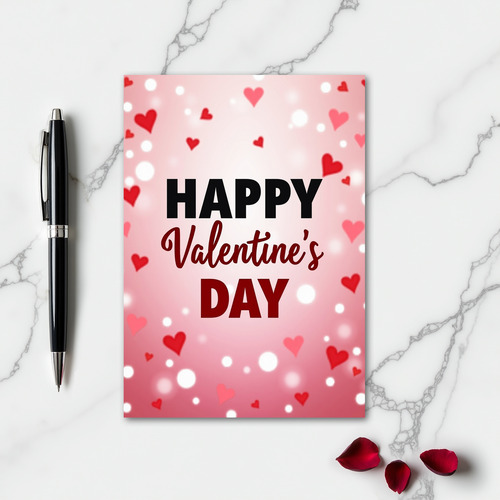 Happy Valentines Day Bokeh Heart Card