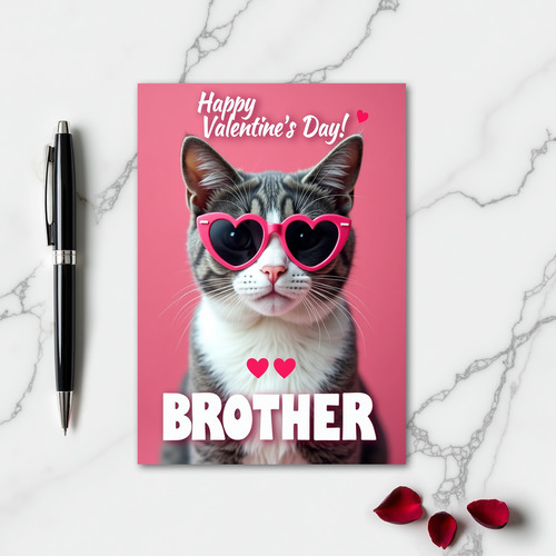 Happy Valentines Day Brother Cat Card