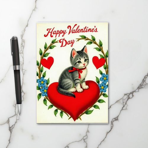 Happy Valentines Day Cat Card