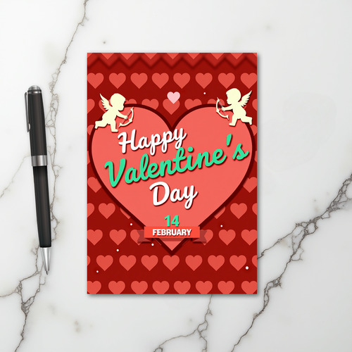 Happy Valentines Day Cupid Card