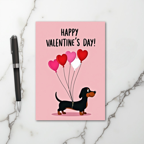 Happy Valentines Day Dachshund Card
