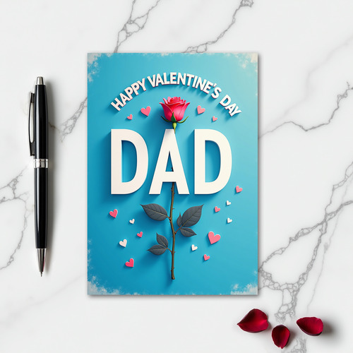 Happy Valentines Day Dad Rose Card