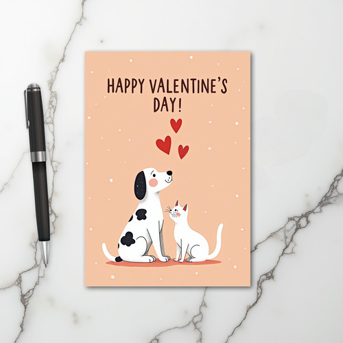 Happy Valentines Day Dog Cat Card