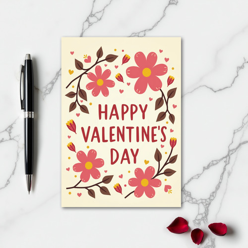 Happy Valentines Day Floral Card