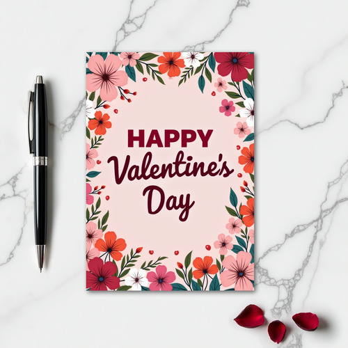 Happy Valentines Day Flower Card