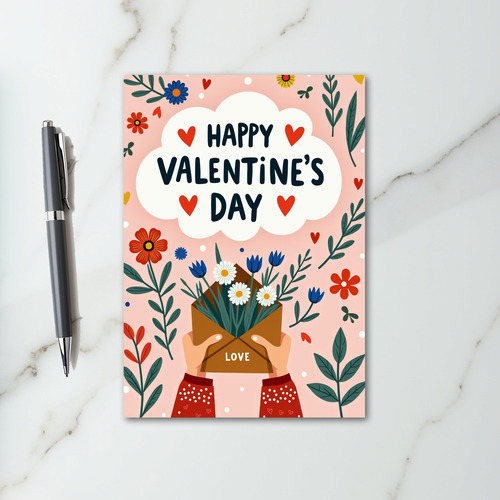 Happy Valentines Day Flowers Card