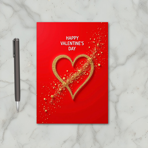 Happy Valentines Day Gold Glitter Card