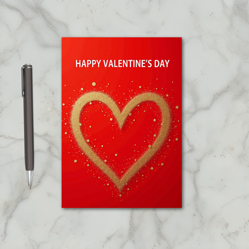 Happy Valentines Day Gold Heart Card