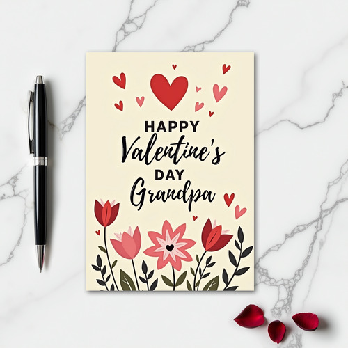 Happy Valentines Day Grandpa Hearts Card