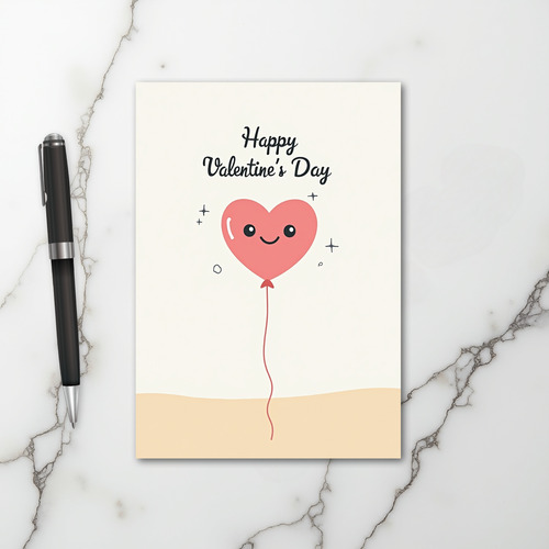 Happy Valentines Day Heart Balloon Card