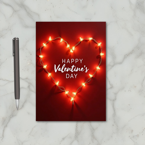 Happy Valentines Day Heart Lights Card