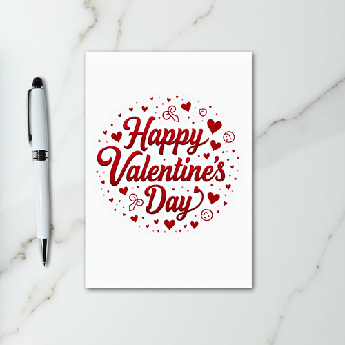 Happy Valentines Day Hearts Glossy Card