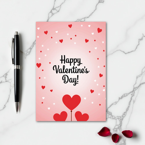 Happy Valentines Day Hearts Stars Card