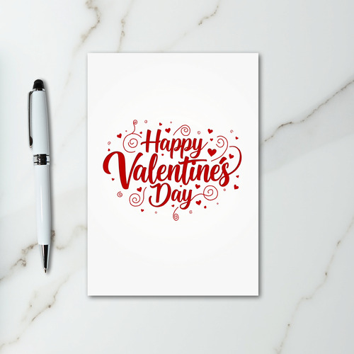 Happy Valentines Day Hearts Swirl Card