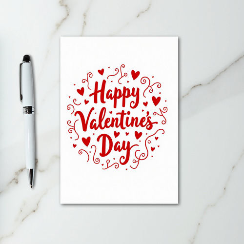 Happy Valentines Day Hearts Swirls Card