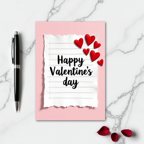 Happy Valentines Day Lined Hearts Card