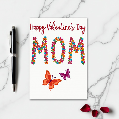 Happy Valentines Day Mom Floral Card