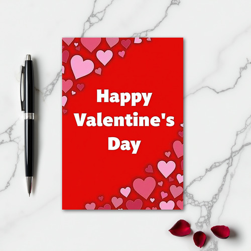 Happy Valentines Day Pink Hearts Card