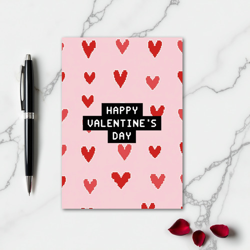 Happy Valentines Day Pixel Heart Card