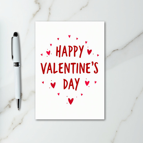 Happy Valentines Day Red Confetti Card